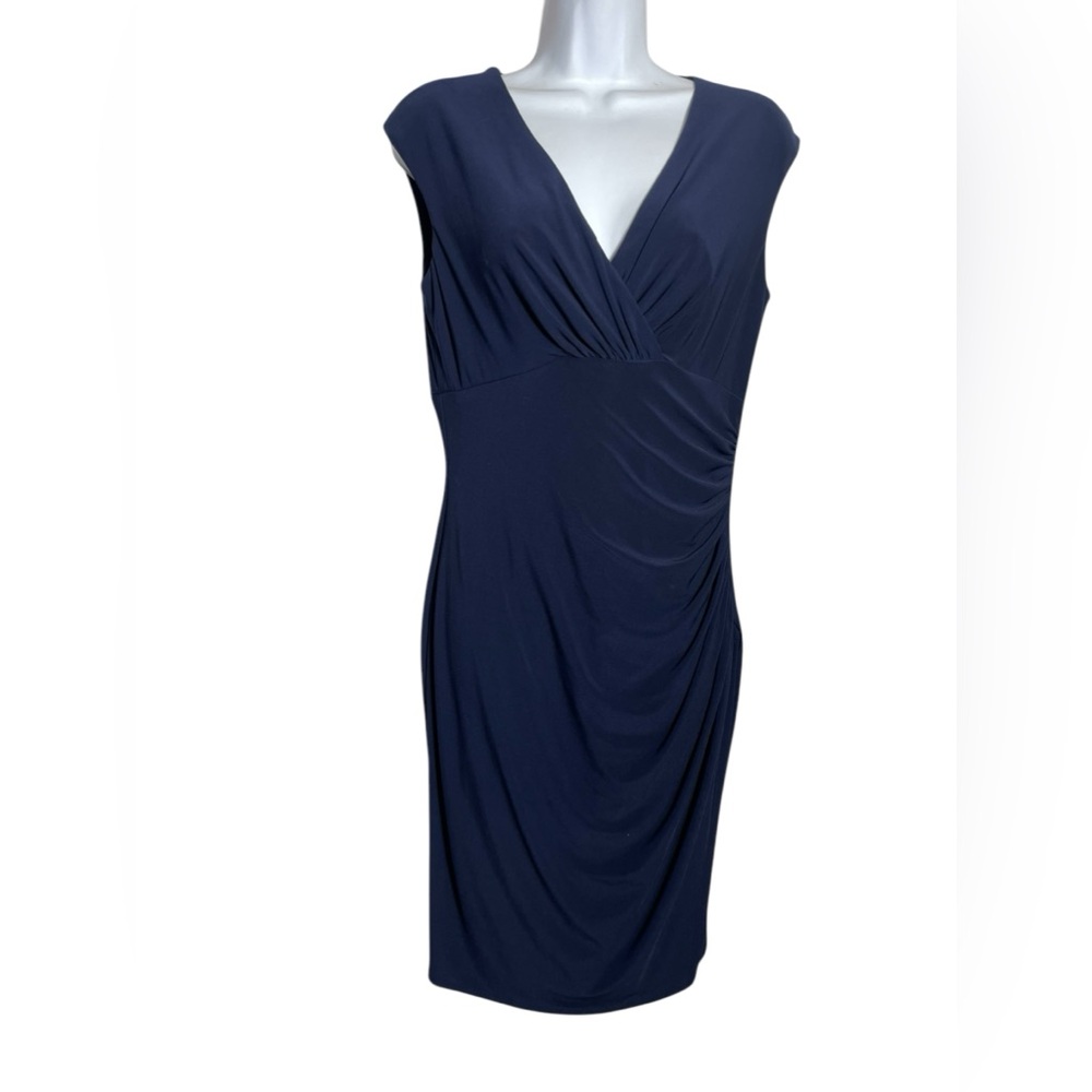 Lauren Ralph Lauren dress size 8 classic navy blue midi dress BEAUTIFUL 💙